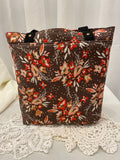 Back view of medium project tote in salmon/brown buds
