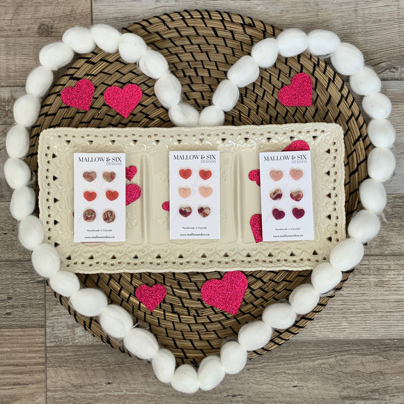 Heart 2 Heart Triple Stud Clay Earrings