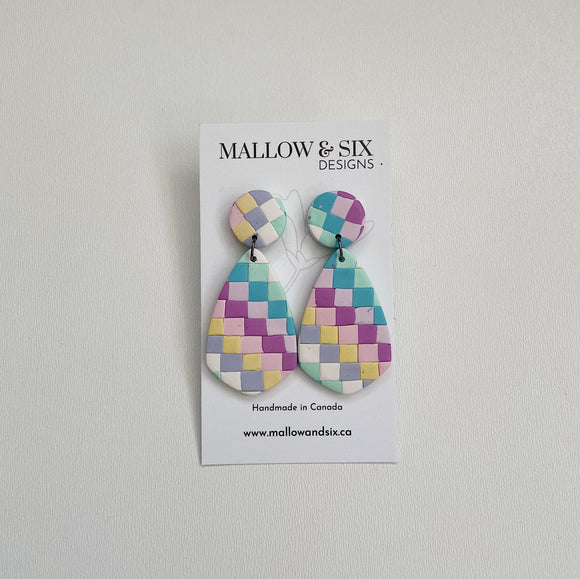 80's Check Dangle Earrings