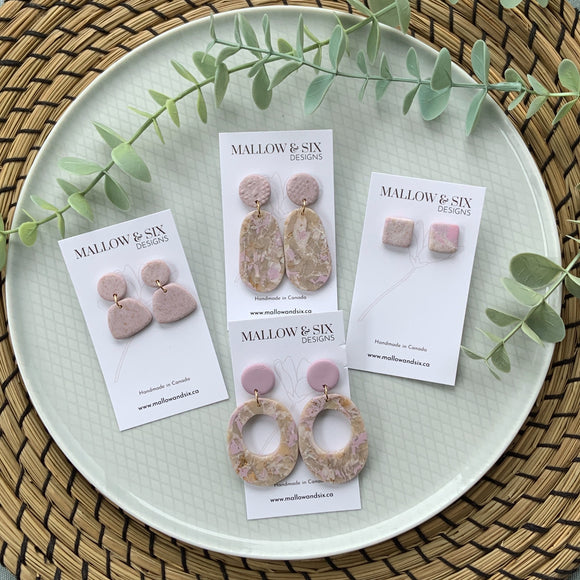 Rose & Gold Clay Earrings