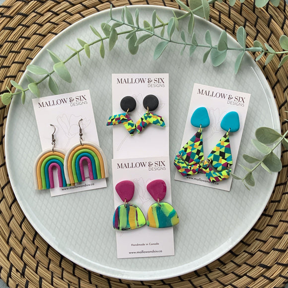 Neon Frenzy Clay Earrings