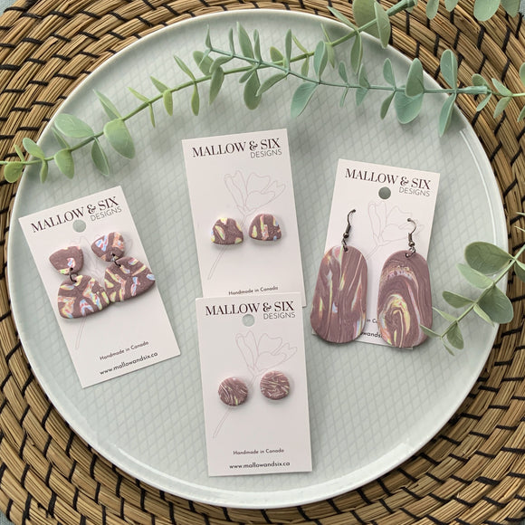 Marbled Mauve Clay Earrings